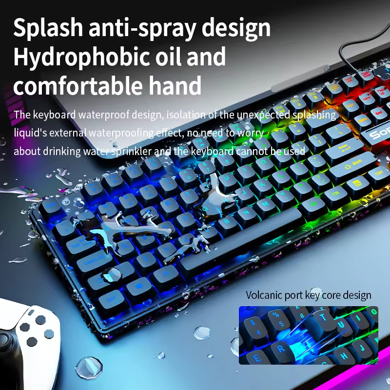 Km2025 Best-Selling Keyboard Wired Mouse Directly Connected Silicone Film